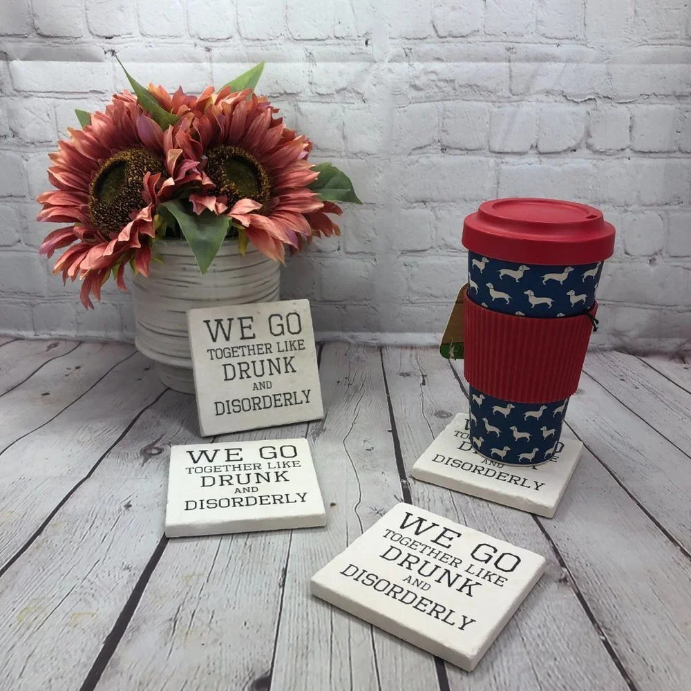 NWT boutique stone Coasters GO TOGETHER set of 2
